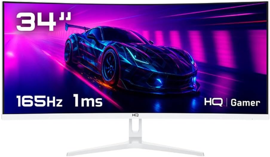 🔥 Monitor Gamer 34" Curvo Branco 1ms, 165Hz, UltraWide (QHD) - 3440x1440 AMD FreeSync, HD