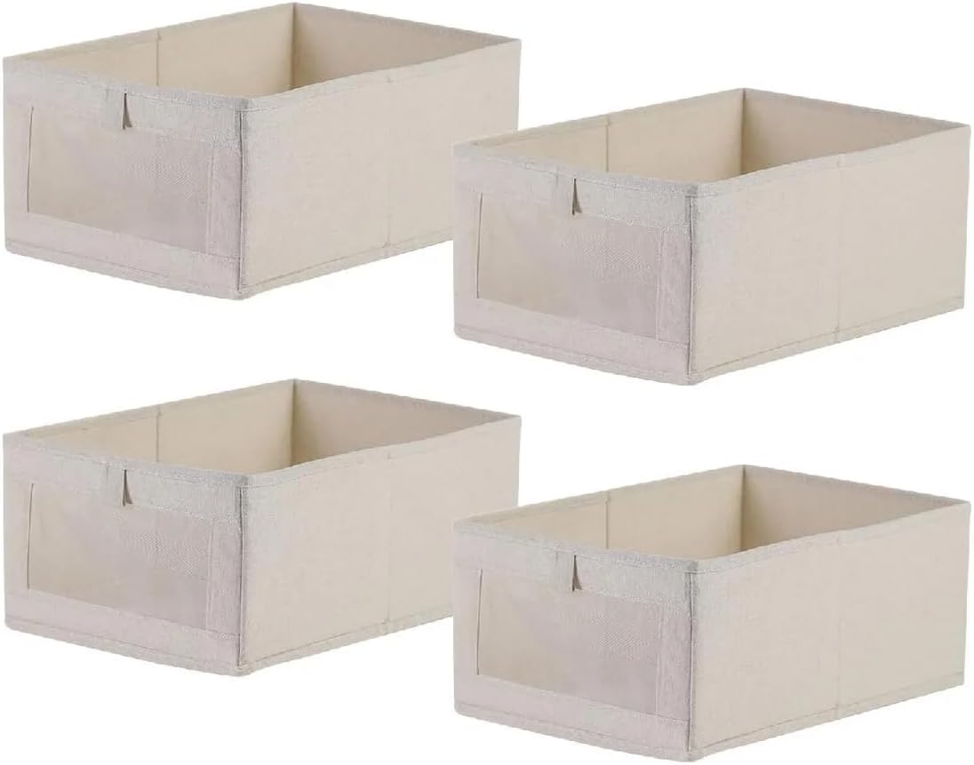 Organize seu closet sem esforço: kit 4 caixas com visor prático.