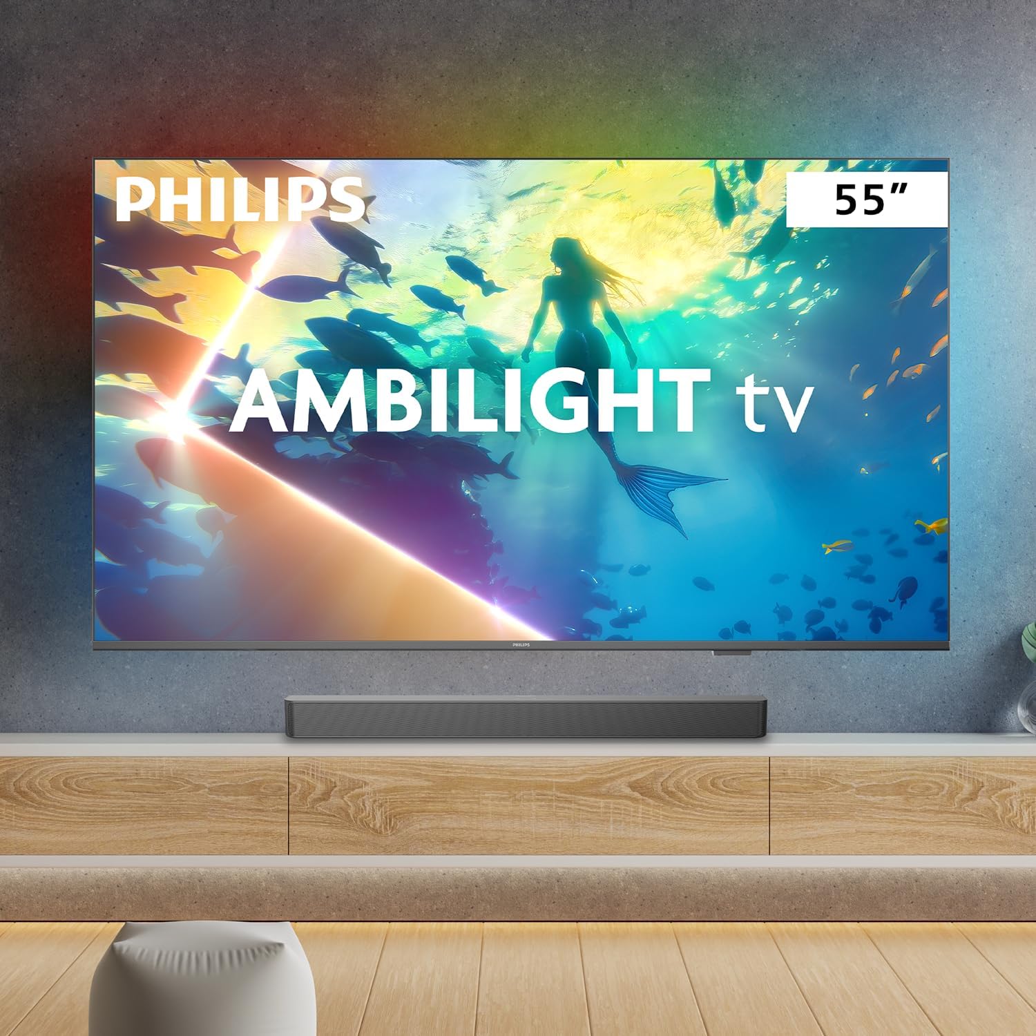 Philips Smart TV Ambilight 55" 4K, 55PUG8100/78 + Soundbar TAB4000