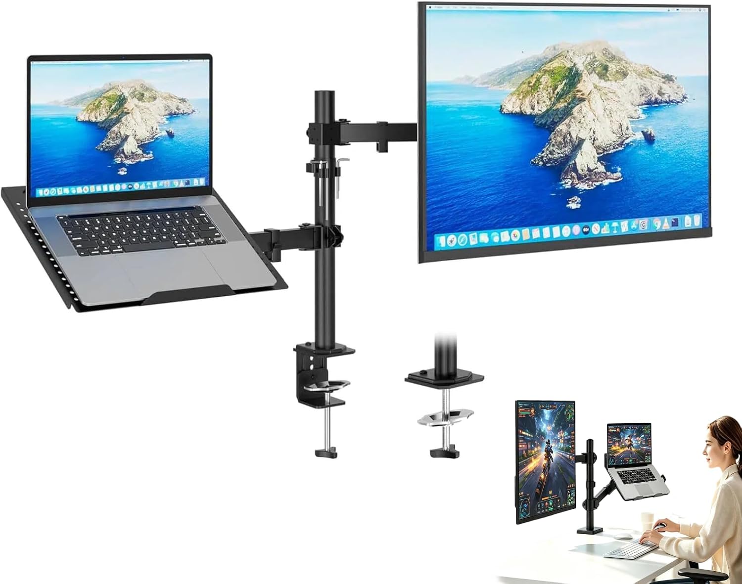 🔥 Suporte Monitor e Notebook 13-32" Braço Articulado Bandeja Ventilada