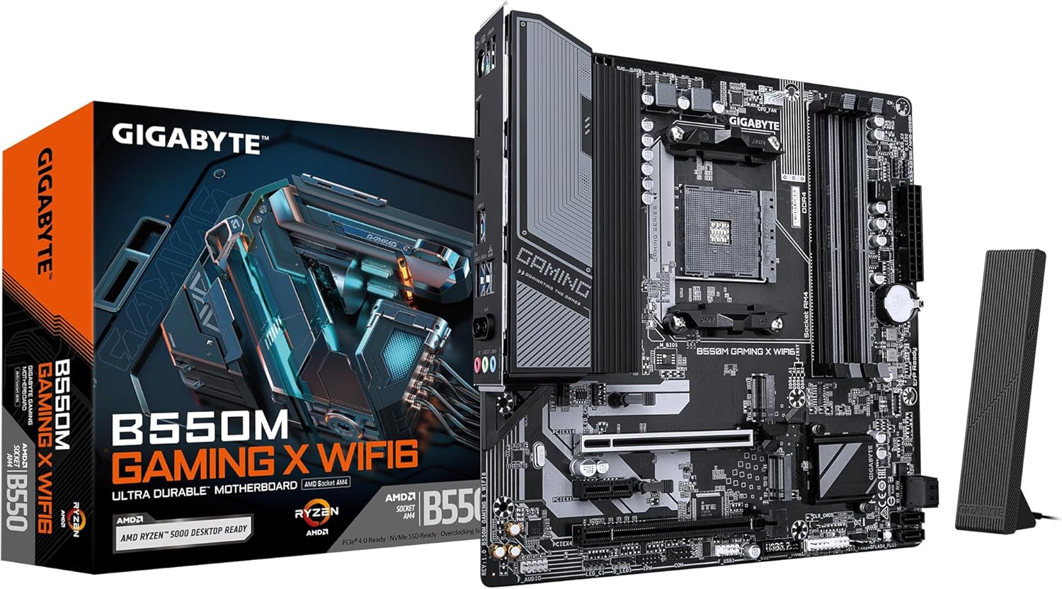 🔥 GIGABYTE Placa-mãe B550M Gaming X WIFI6 - CPU AMD Ryzen 5000, 5+3 fases VRM, até 3200MH