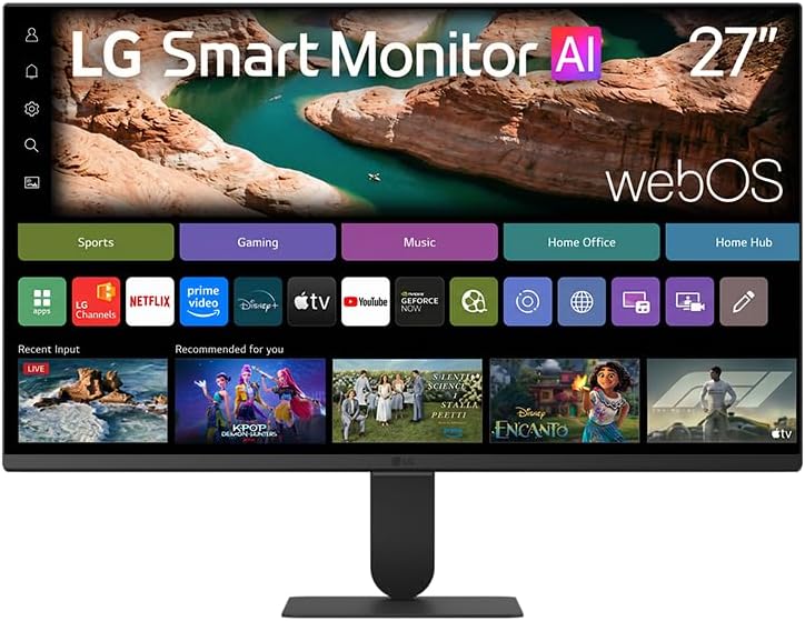 Monitor LG Smart, Tela IPS de 27”, FHD, WebOS 26, HDR10, ThinQ, Wi-fi, AirPlay, Bluetooth,