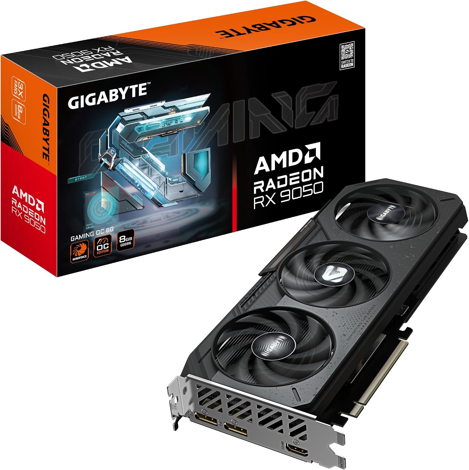 GIGABYTE Placa de vídeo Radeon RX 9050 Gaming OC 8G 8GB GDDR6 WINDFORCE Cooling with Hawk 