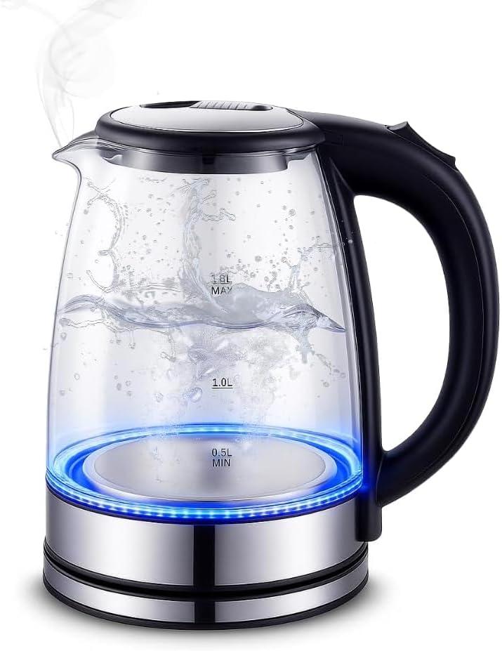 Chaleira Elétrica de Vidro 1,8L 220V com LED Azul 220V