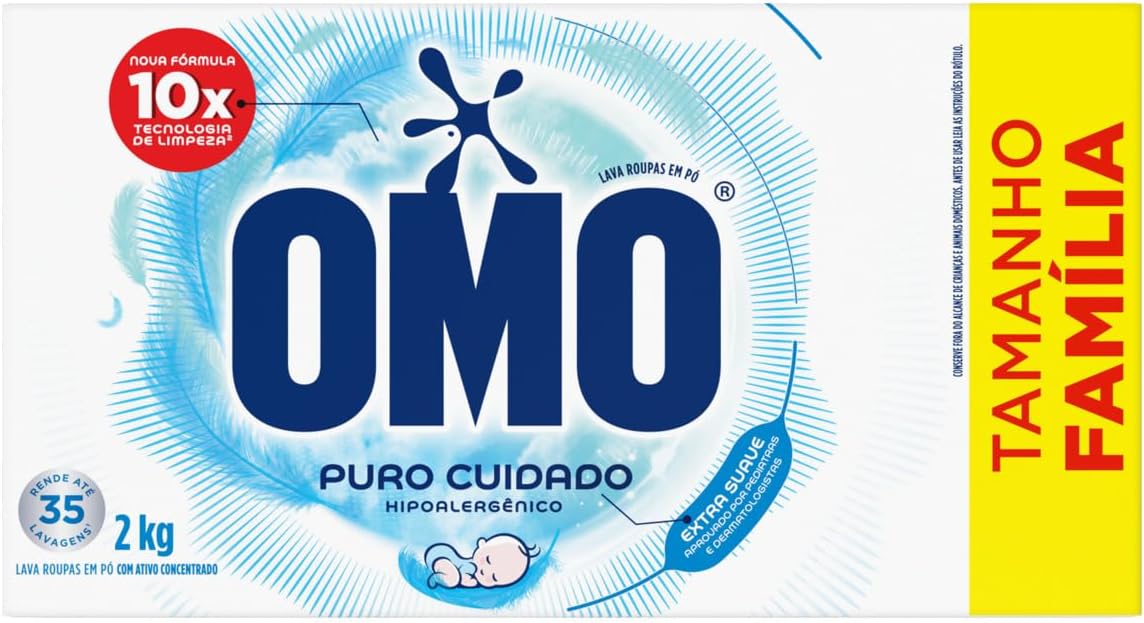 Lava-Roupas em Pó Omo Puro Cuidado Caixa 2kg
