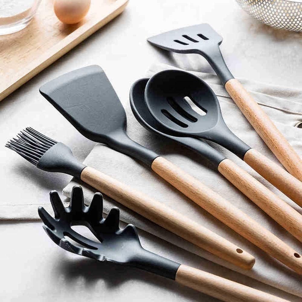 Kit Utensílios de Cozinha com Suporte Organizador