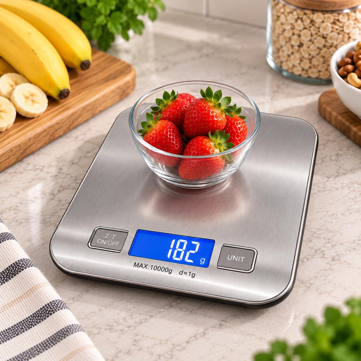 Balança Digital de Cozinha Precisão de 1g a 10kg Premium Resistente à Água em Inox Função 
