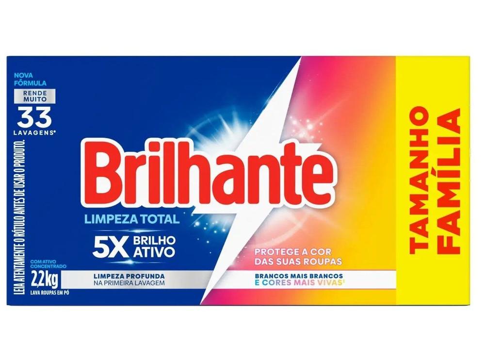 - Sabão em Pó Concentrado Brilhante Lava Roupas - Limpeza Total Original 2,2kg