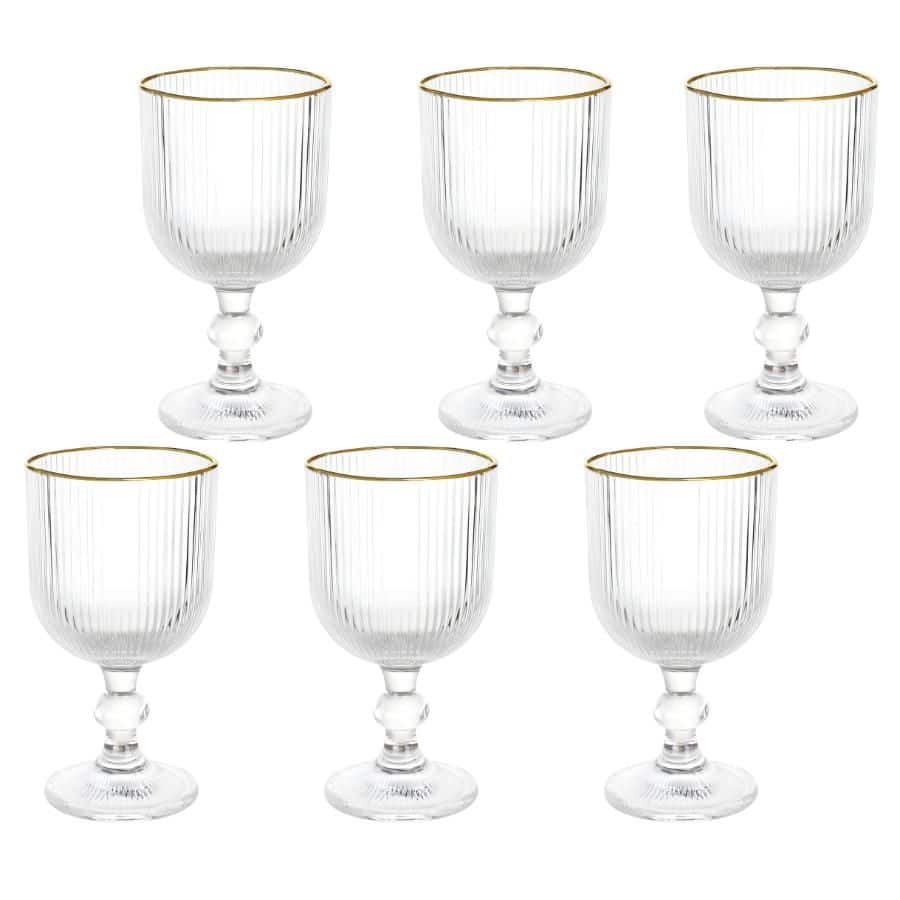 Jogo 6 Taças Versalhes Gold Borda Dourada 260ml