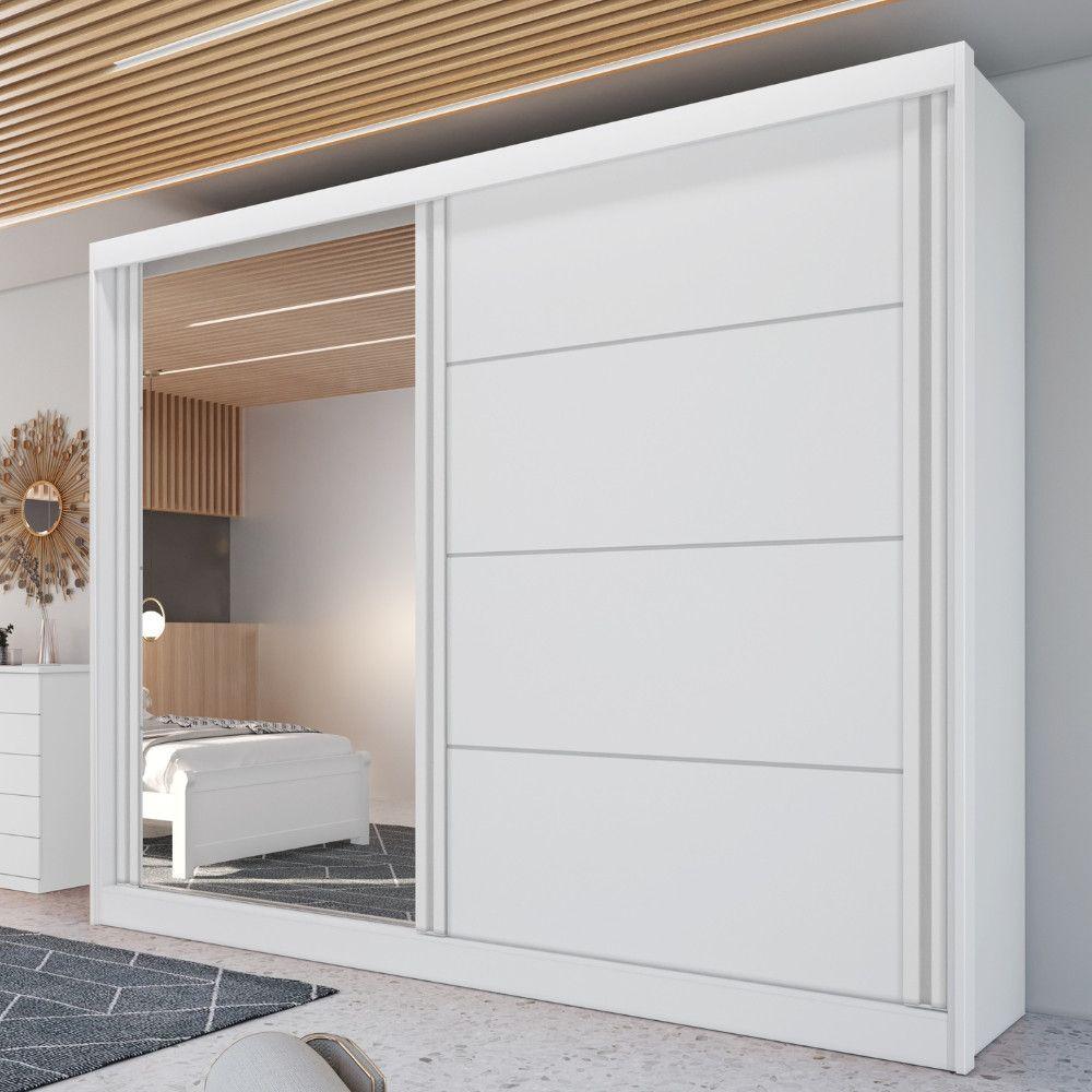 Guarda Roupa Casal com Espelho 2 Portas em MDF Viena Bianchi