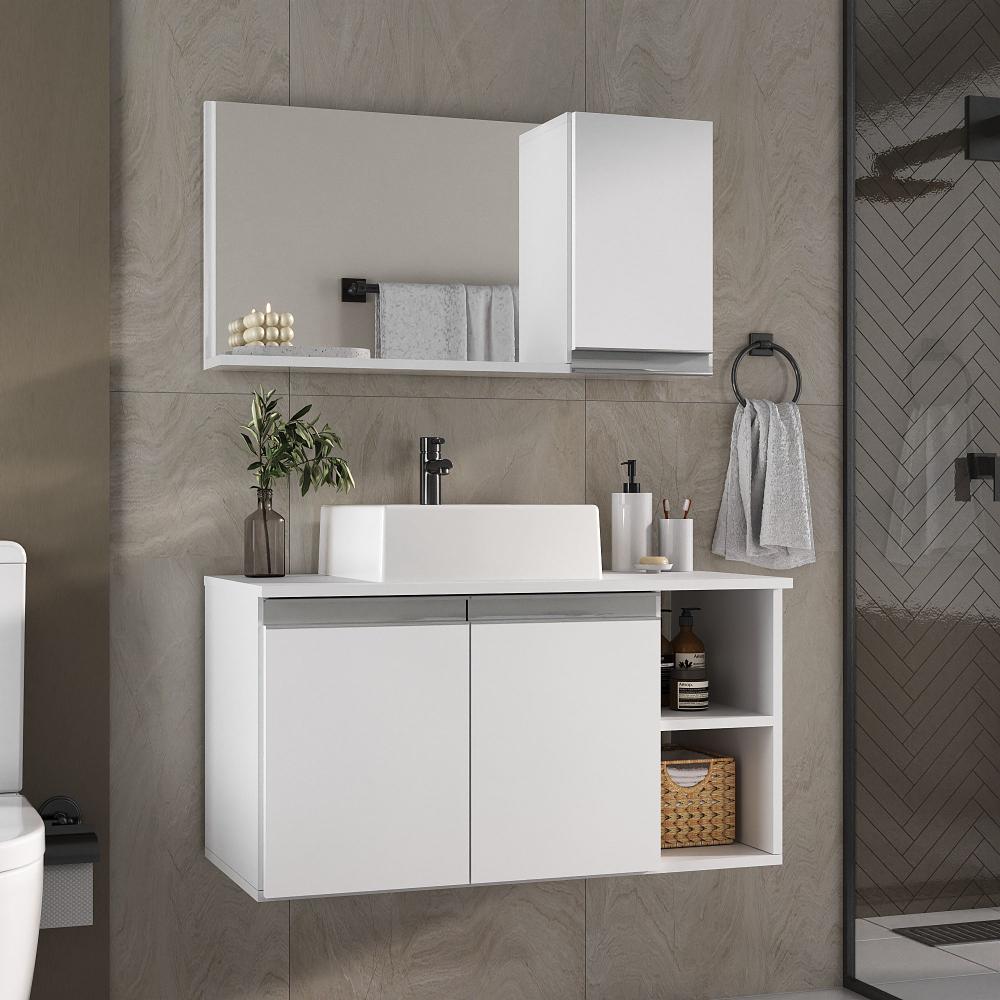 ✅ Gabinete 80cm com Cuba e Espelheira