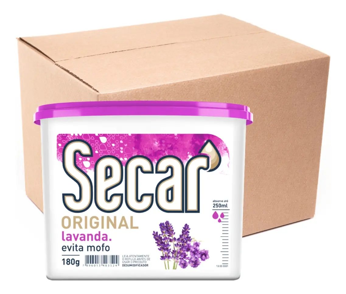 24 Unid. Antimofo Secar 180g Lavanda Desumidificador