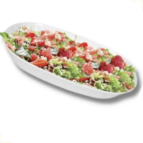 6 Saladeiras Tigelas Travessas Oval Melamine Branca 25 Cm