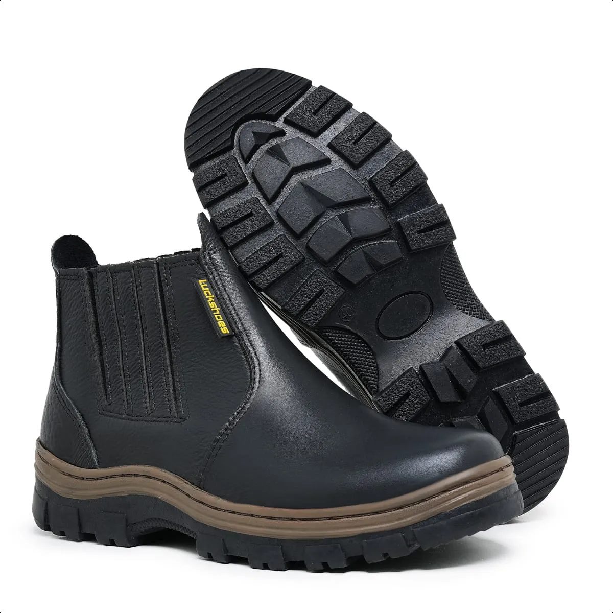 Bota Botina em Couro Trabalho ou Passeio Conforto Resistente Preto 38 e 41 Br