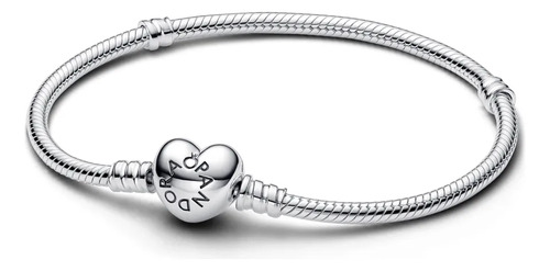 Bracelete Pandora Pulseira de Prata e Fecho Coração