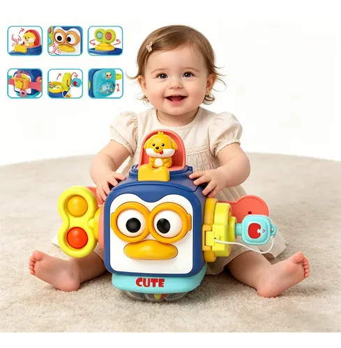 Brinquedo Pinguim Cubo De Atividades Educativo Para Bebê