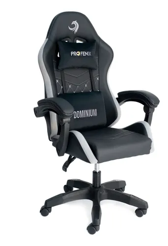 Cadeira Gamer Escritório Ergonômica Reclinável Profenix Preto Couro E Suede
