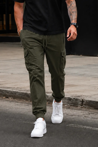 Calça Jogger Masculina Cargo Poliamida Com Elastano