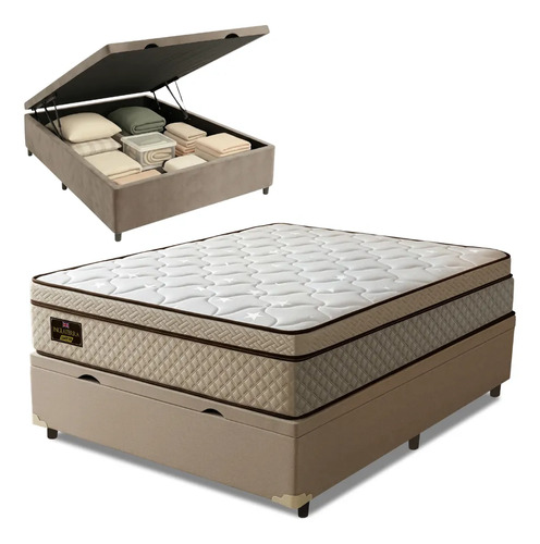 Cama Box Baú Colchão Molas Ensacadas Casal Gazin