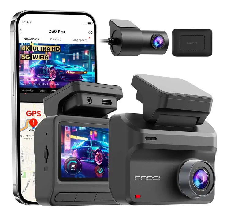 Câmera Veicular Ddpai Monitoramento Remoto 4k+1080p Z50 Pro