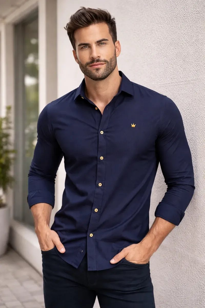 Camisa Social Slim Manga Longa
