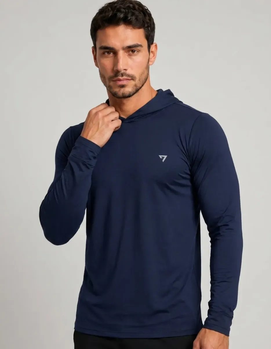 Camisa Térmica Manga Longa Com Capuz Proteção Solar Uv50
