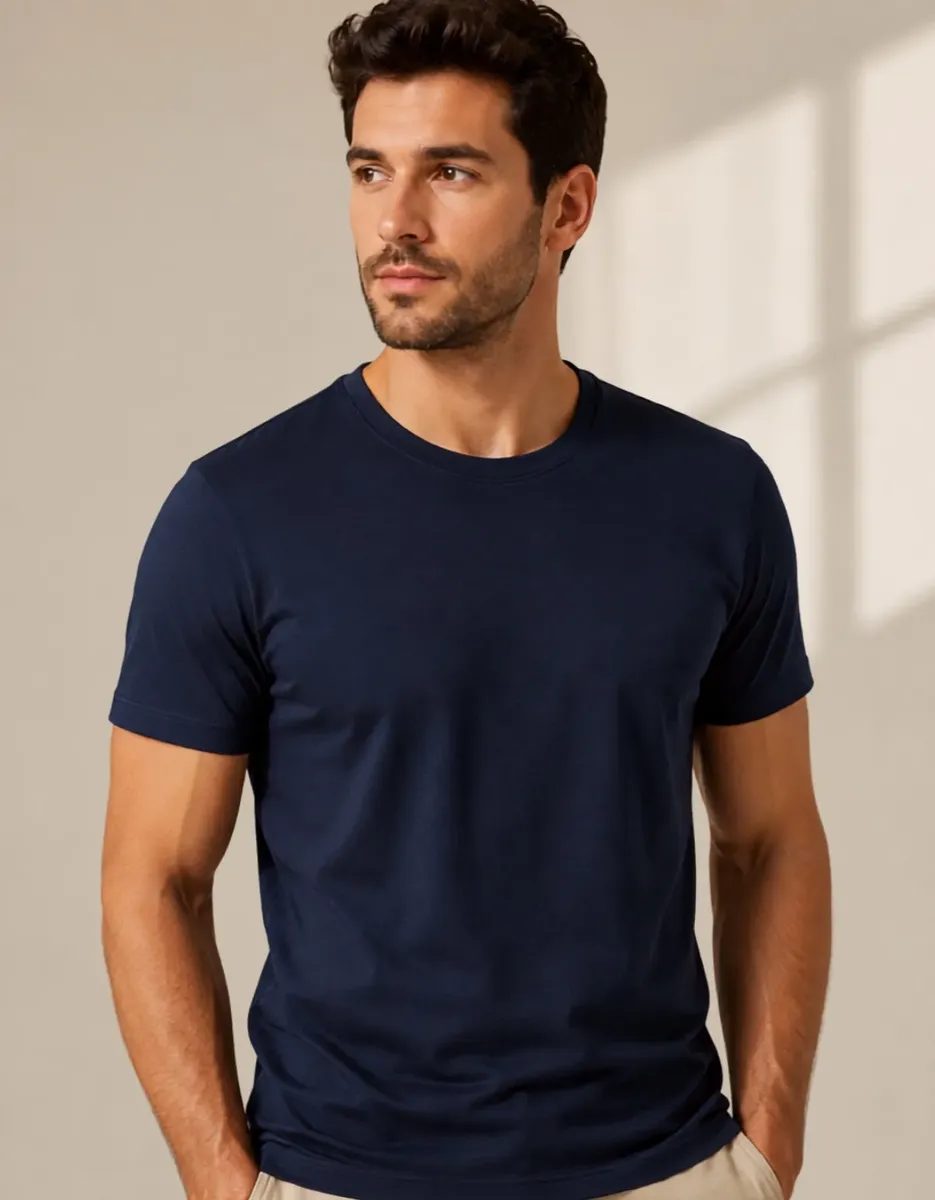 Camiseta Masculina Básica Algodão Slim