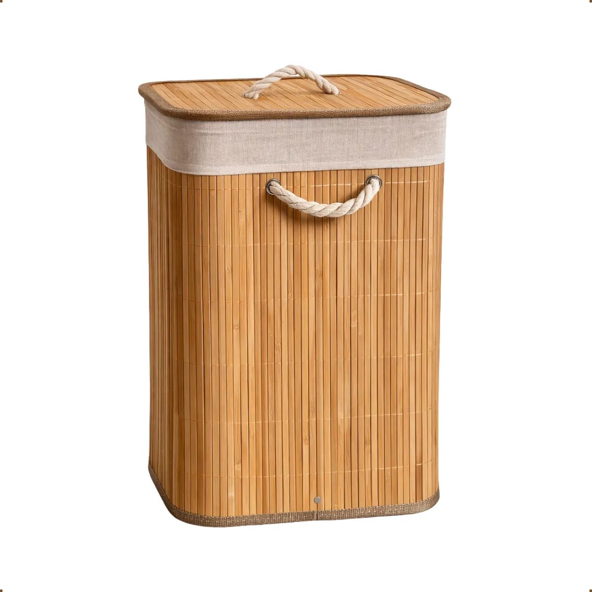 Cesto de Bambu Forrado Retangular