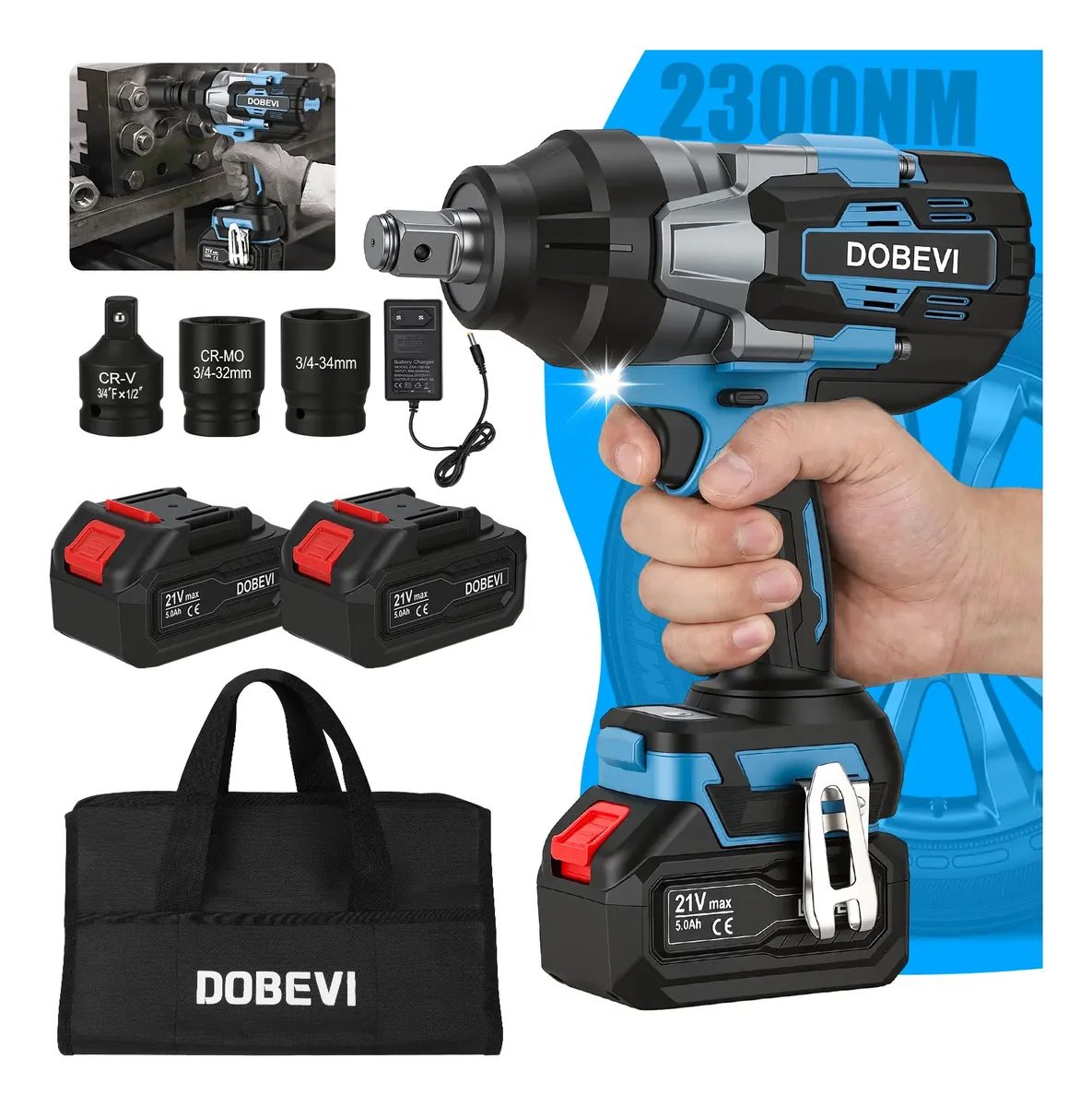 Chave De Impacto 2300nm Brushless 2 Bateria Camião Pesado