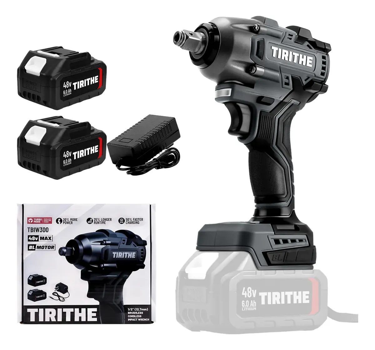 Chave De Impacto Brushless 500nm Com 2 Baterias 48v
