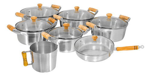 Conjunto De Panelas 7 Peças Alumínio Grosso Fundido Batido