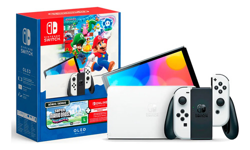 Console Nintendo Switch Oled 64gb Edição Super Mario Bros Wonder 3 Meses Assinatura Online