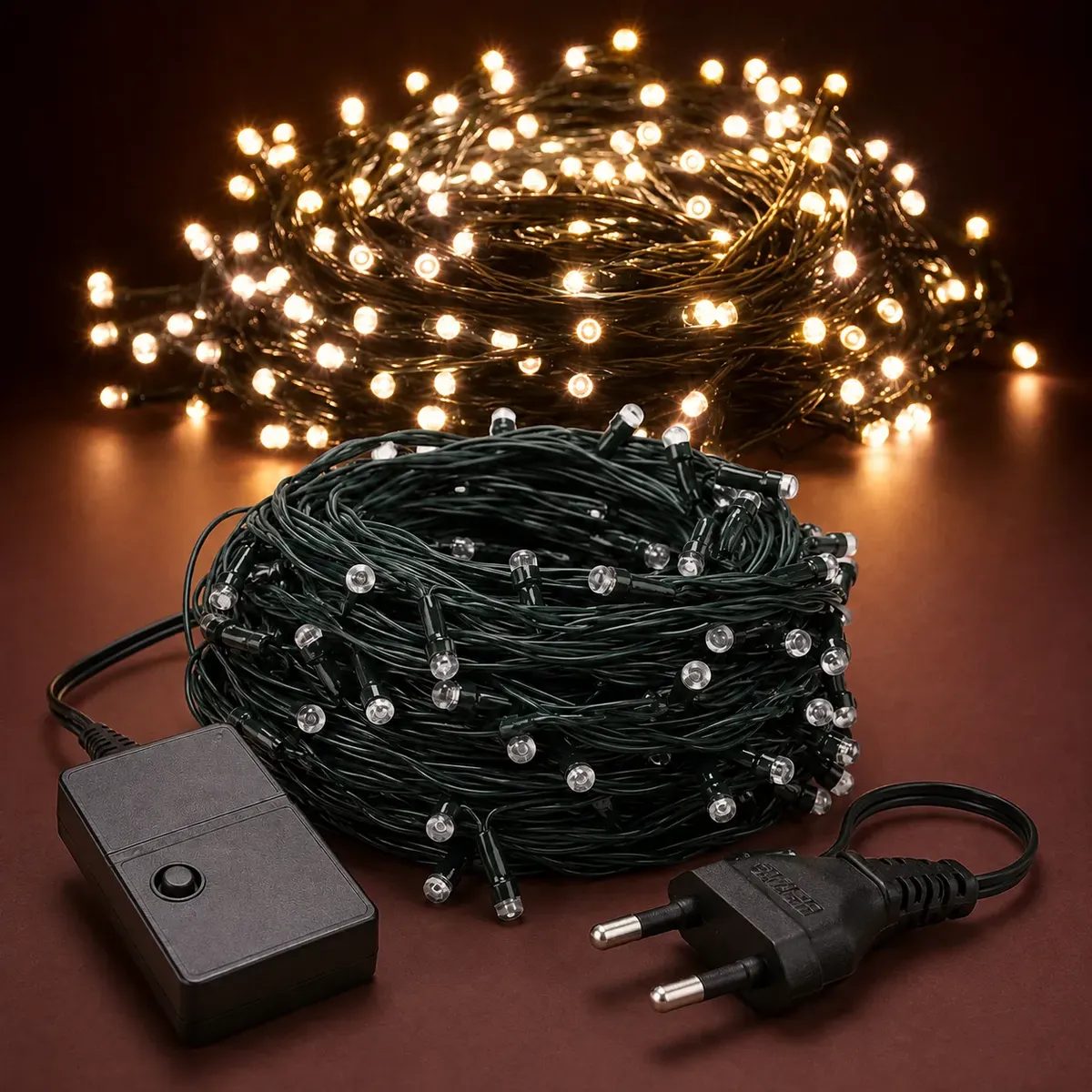 Cordão 200 Leds Pisca 20 Metros 8 Funções V8 Natal Fio 220v