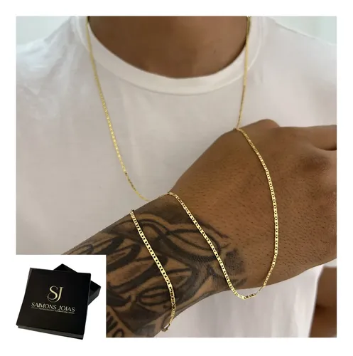 Conjunto Corrente e Pulseira Banhada Ouro