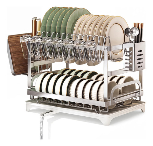 Escorredor De Louça Inox Porta Pratos Com Bandeja Drenagem