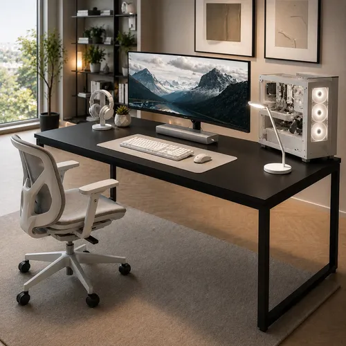 🔥 Escrivaninha 150x60 Para Pc Moderna Computador Escolha A Co Preto