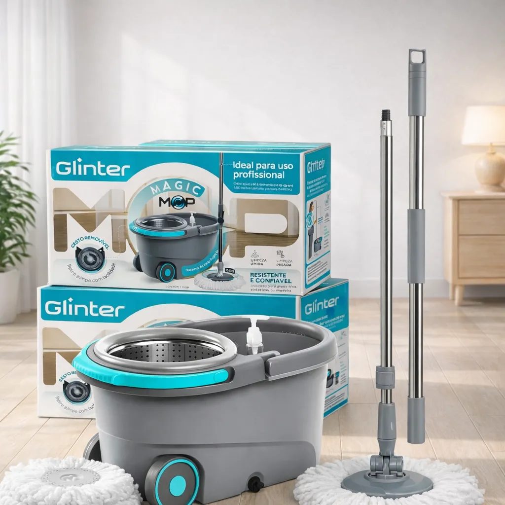 Mop Giratório Inox com Balde