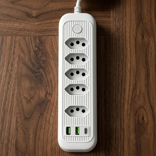 Extensão Elétrica Tomadas Usb Type-c Bivolt 2m Chave Liga