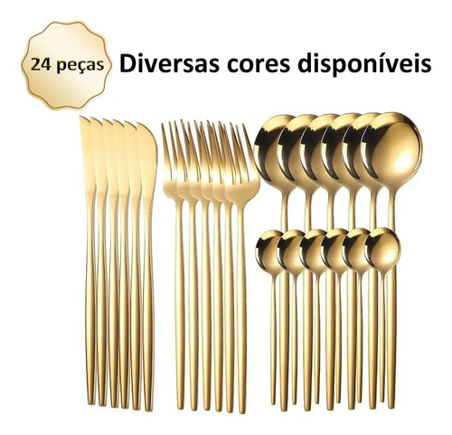 Faqueiro Kit Talheres Em Aço Inox Com Detalhe 24 Peças