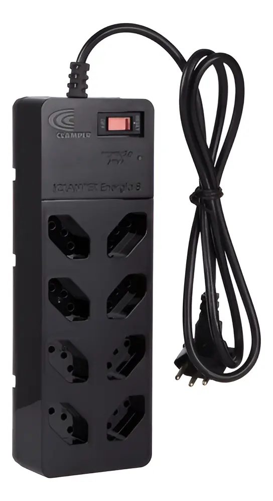 Filtro Linha Régua Energia 8 Tomadas Tecnologia Lcf Clamper