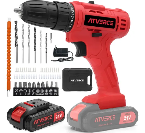 Furadeira Parafusadeira 21V 3/8 Kit Com Maleta Atverce
