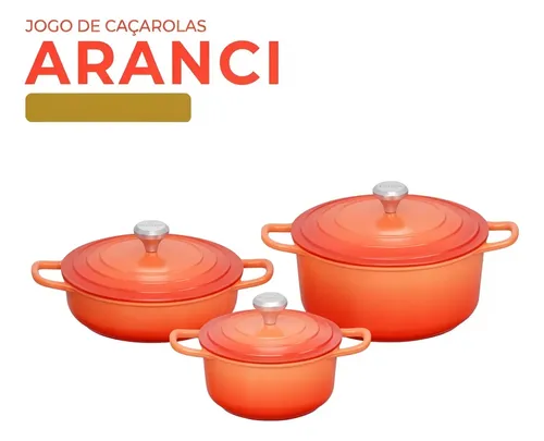Jogo De Panelas 3 Caçarolas Indução Antiaderente Ceramica