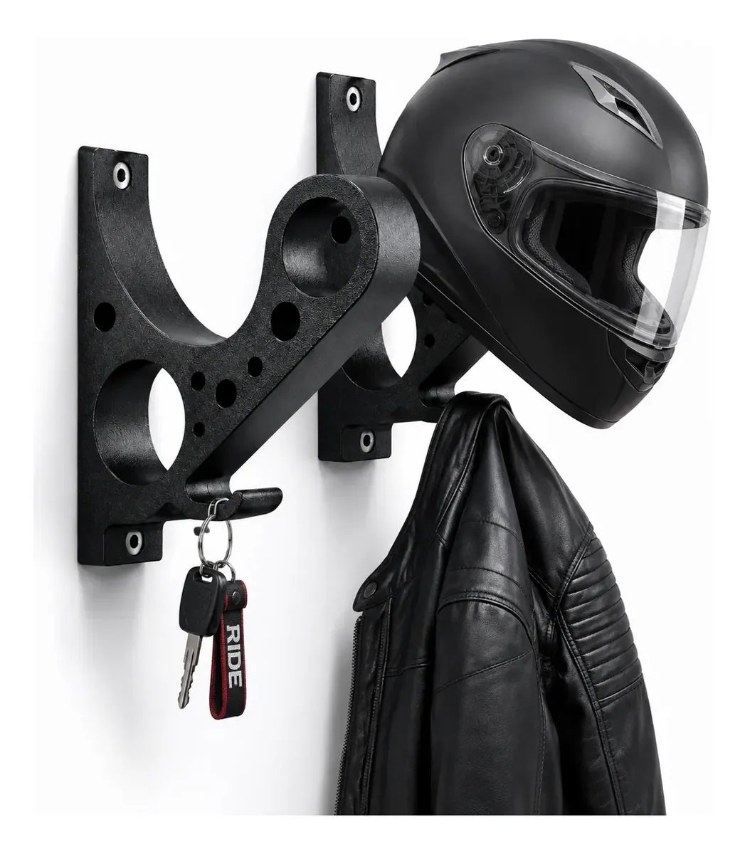 Kit 02 Suporte Pendurar Capacete Acessório Chave Parede Fixo