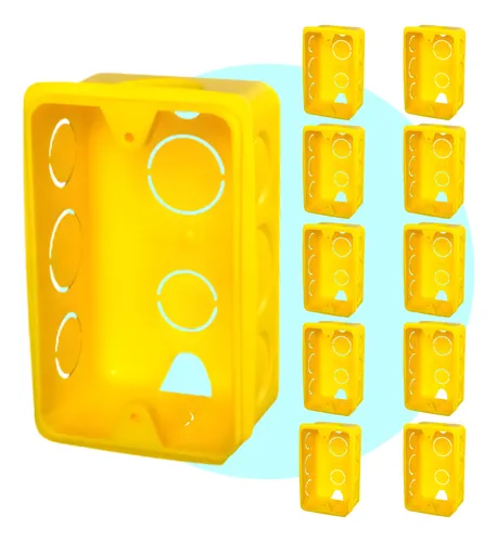 Kit 10 Caixa De Embutir 4x2 Luz Parede Tramontina Amarela