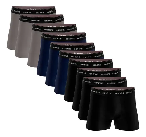 😱😱Kit 10 Cuecas Boxer Sandrini Masculinas Algodão Conforto Sortidos