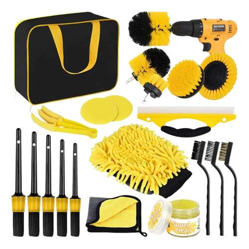 Kit 20 pcs Limpeza Automotiva E Detalhamento Luva Microfibra
