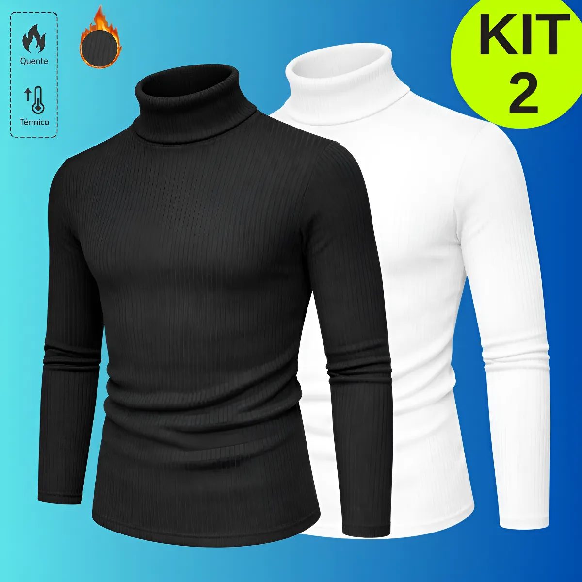 Kit 2 Blusa Cacharrel Masculino Gola Alta Canelado