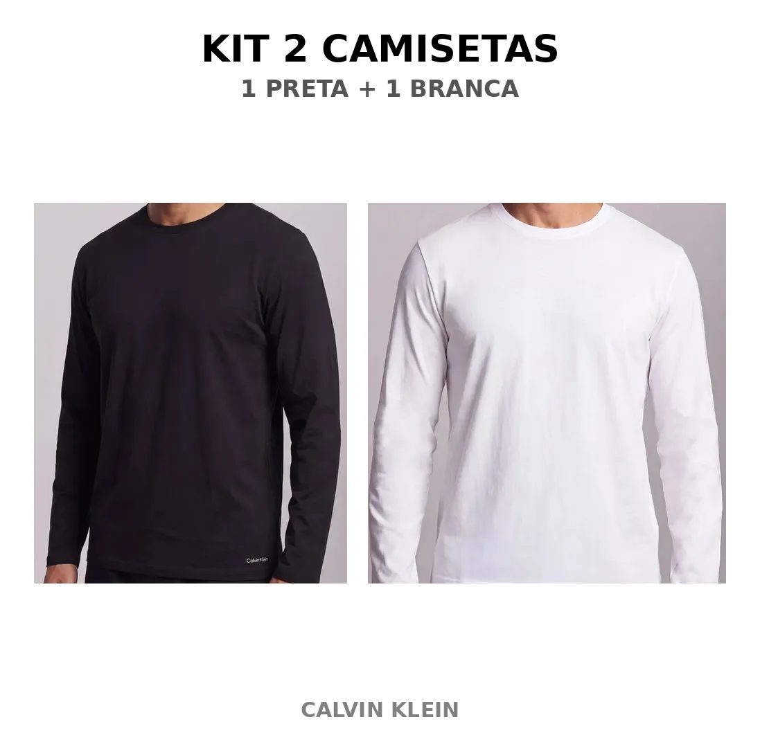 Kit com 2 Camisetas Manga Longa Calvin Klein