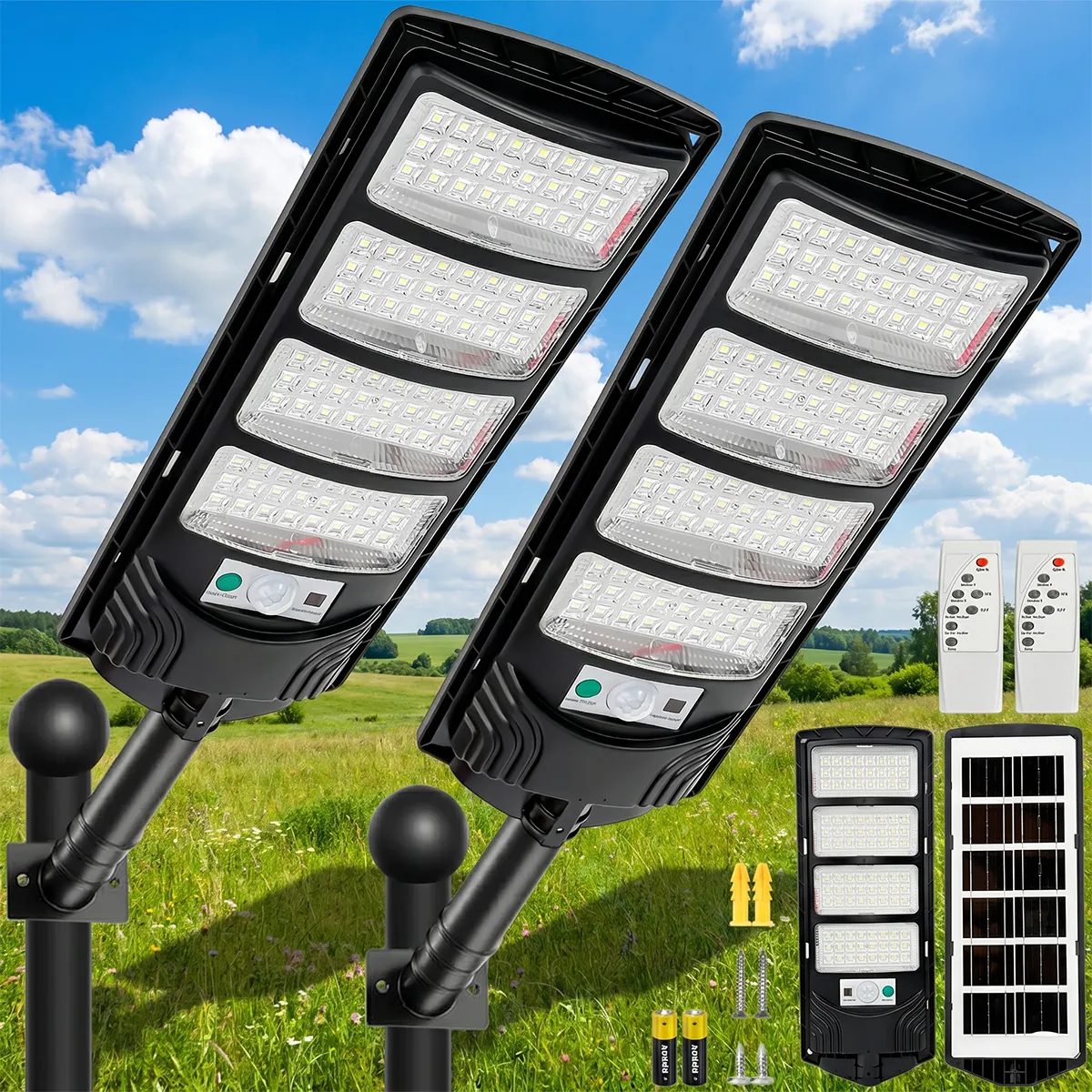 Kit 2 Luminárias Solares com Controle
