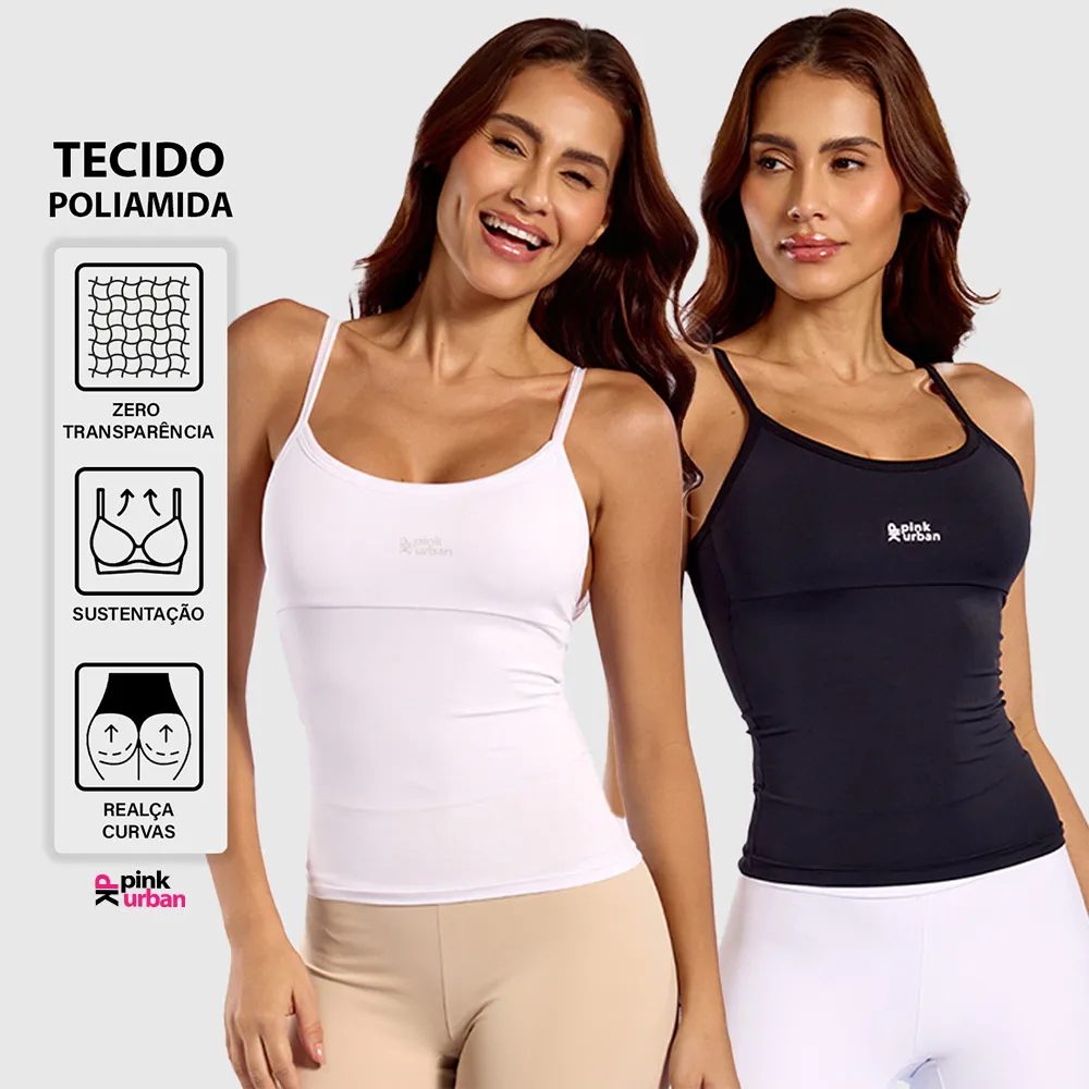 Kit 2 Regata Camiseta Alcinha Fitness